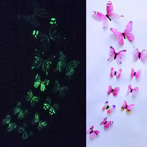 New 12Pcs Fashion 3D Luminous Butterfly Creative Wall Sticker For DIY Wall Stickers Modern Wall Art Home Decorations DIY Gift - Image 3