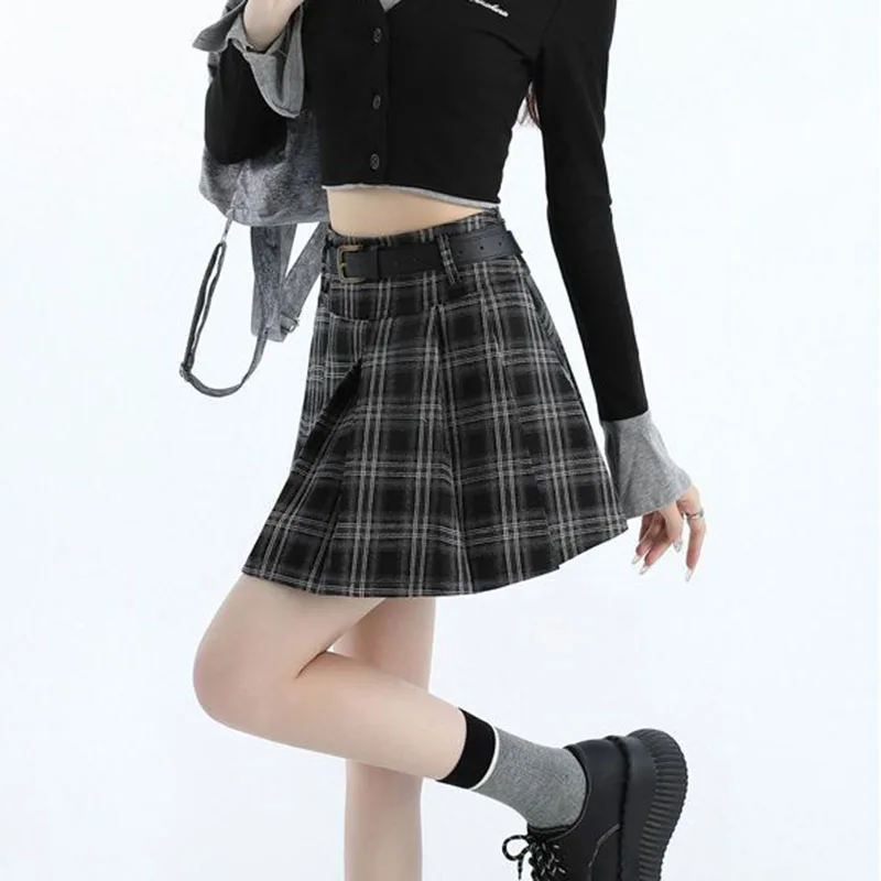 Women Autumn Winter Plaid Pleated Skirt New Uniform Japanese School Preppy Jk Skirt Woman Korean Fashion Y2K A Line Mini Skirts