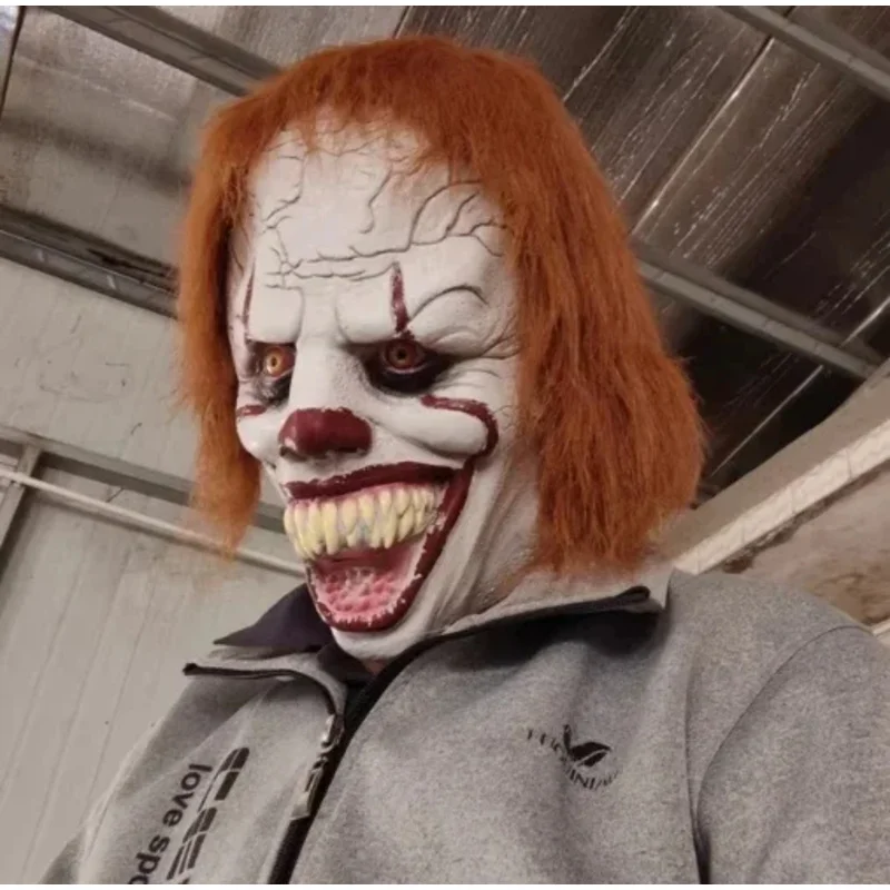 هالوين الدعامة اللاتكس قناع هيث ليدجر ، غطاء رأس اللاتكس تأثيري ، شخصية الفيلم الكلاسيكي فارس الظلام جوكر الشر Pennywise قناع