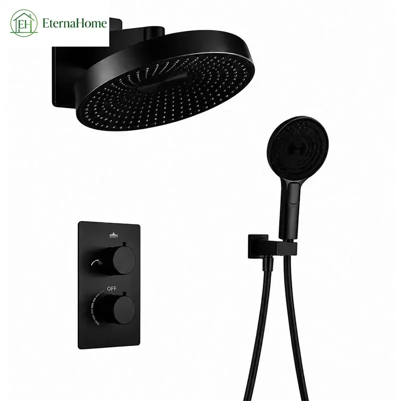 Luxury Modern Bathroom Faucet Hidden Bathtub Rain Complete Shower Faucets Wall Mounted Thermostatic Mixer Shower Tap System Sets
