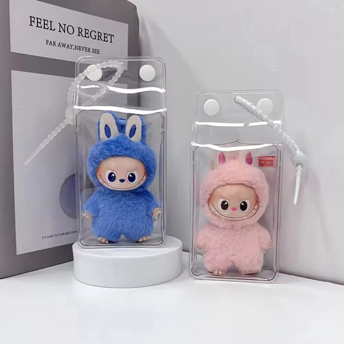 ﻿   【Без куклы】 Прозрачная сумка-дисплей для labubu 4.0 Love Series, модная пылезащитная сумка-дисплей, подвесная сумка, аксессуары для кукол