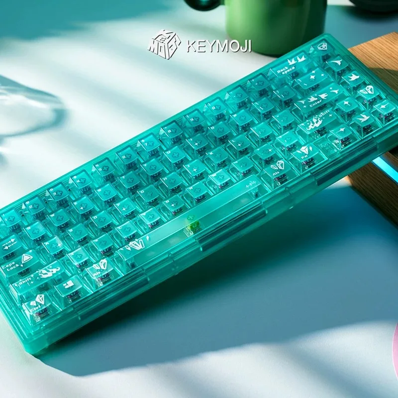 Phosphorite gemstone series themed keycaps, Wooting original factory ROG matte set in green fog-transparent color.