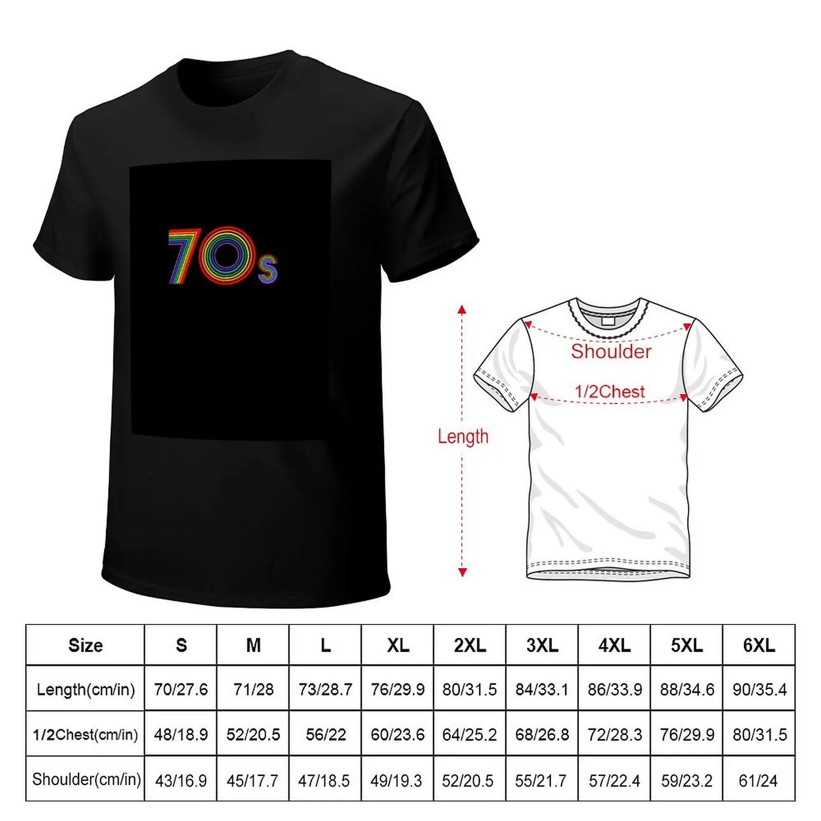 Disco 70s Retro Rainbow Decade T-Shirt Breathable Travel T-Shirt