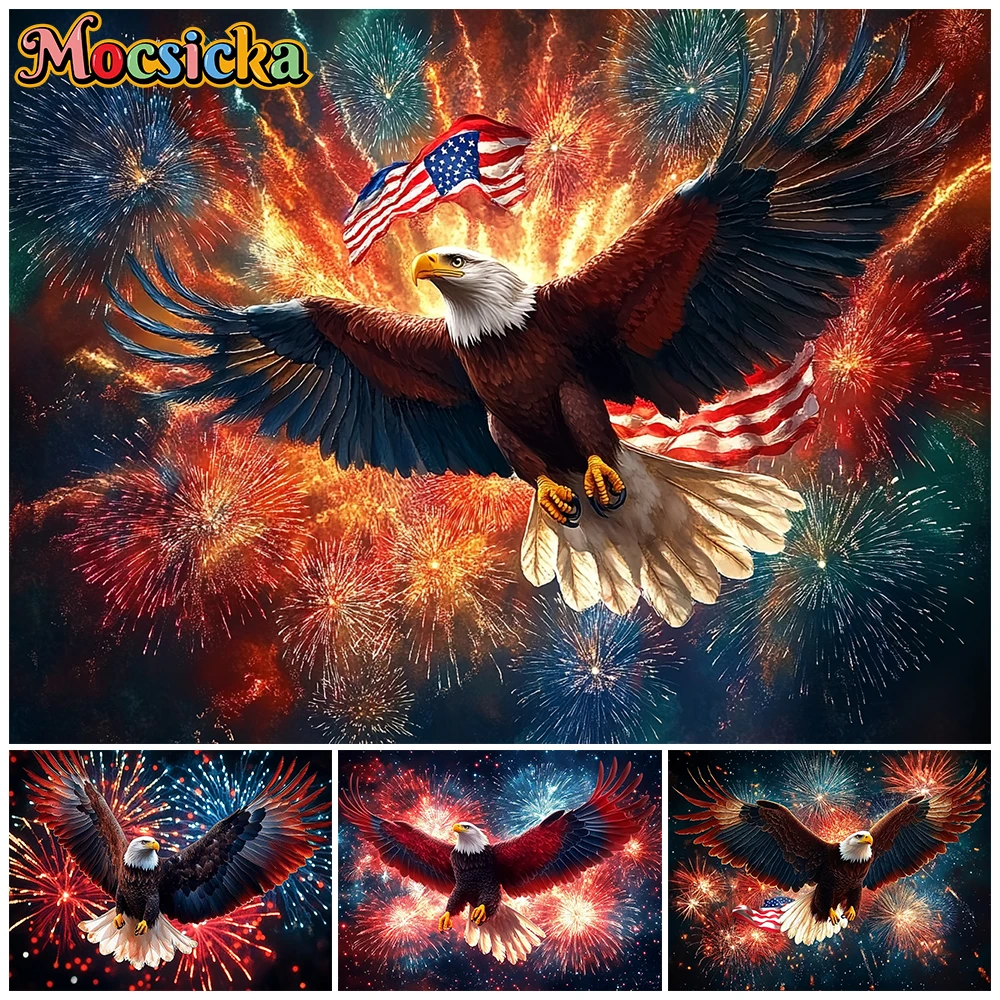 Mocsicka Bald Eagle American Flag Photo Backdrop 4th Of July Patriotic Usa Independence Day Photography Backgrounds Studio Party