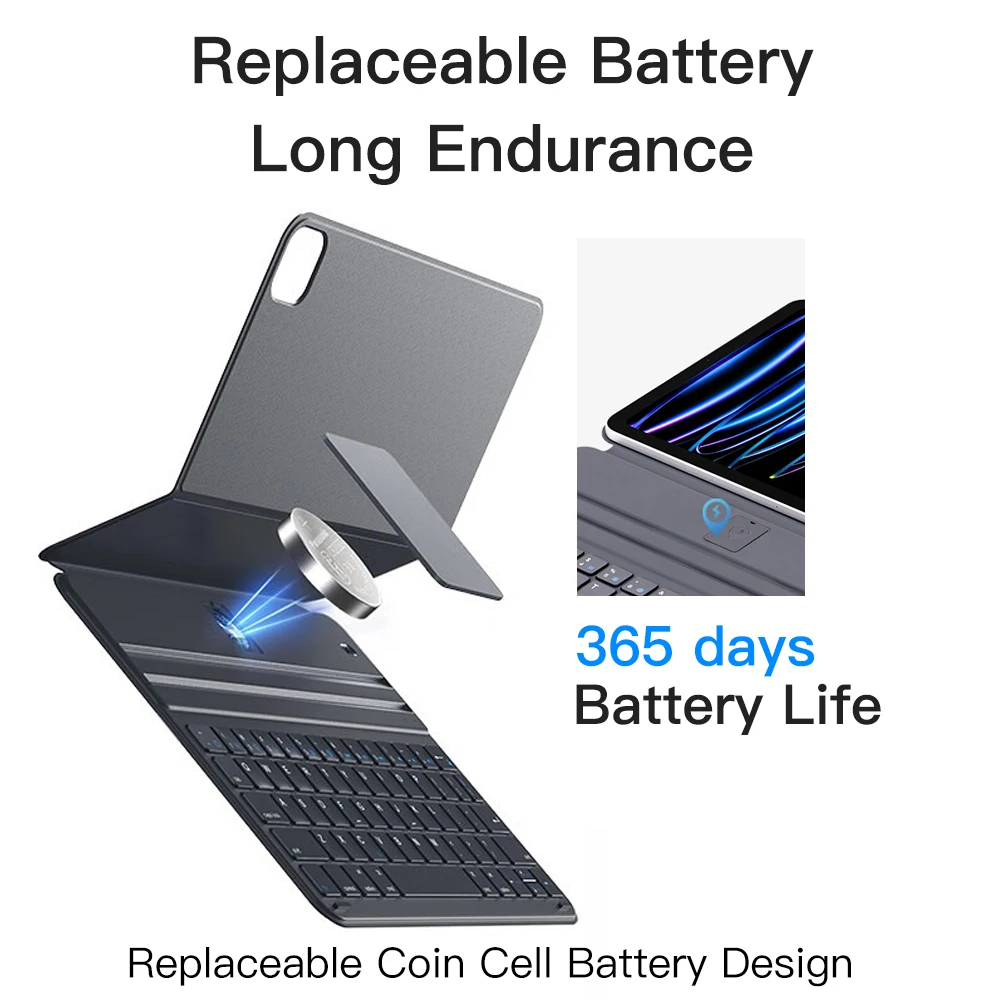 Teclado inalámbrico Bluetooth mágico para iPad 2025 A16 iPad Air 4 5 funda Pro 11 12,9 2018-2022 funda para iPad con soporte para teclado y tableta