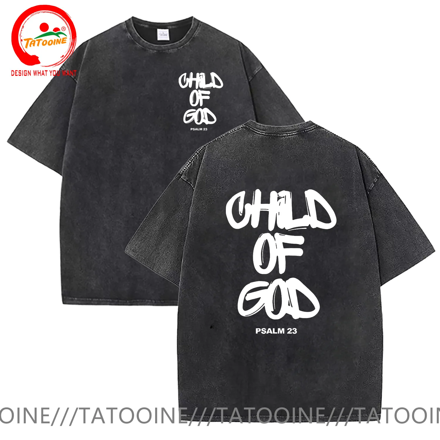 

Child Of God Print Vintage Washed Cotton Shirt Men Loose Hip Hop Cotton T-Shirt O Neck Casual Hip Hop GYM Running Workout Unisex