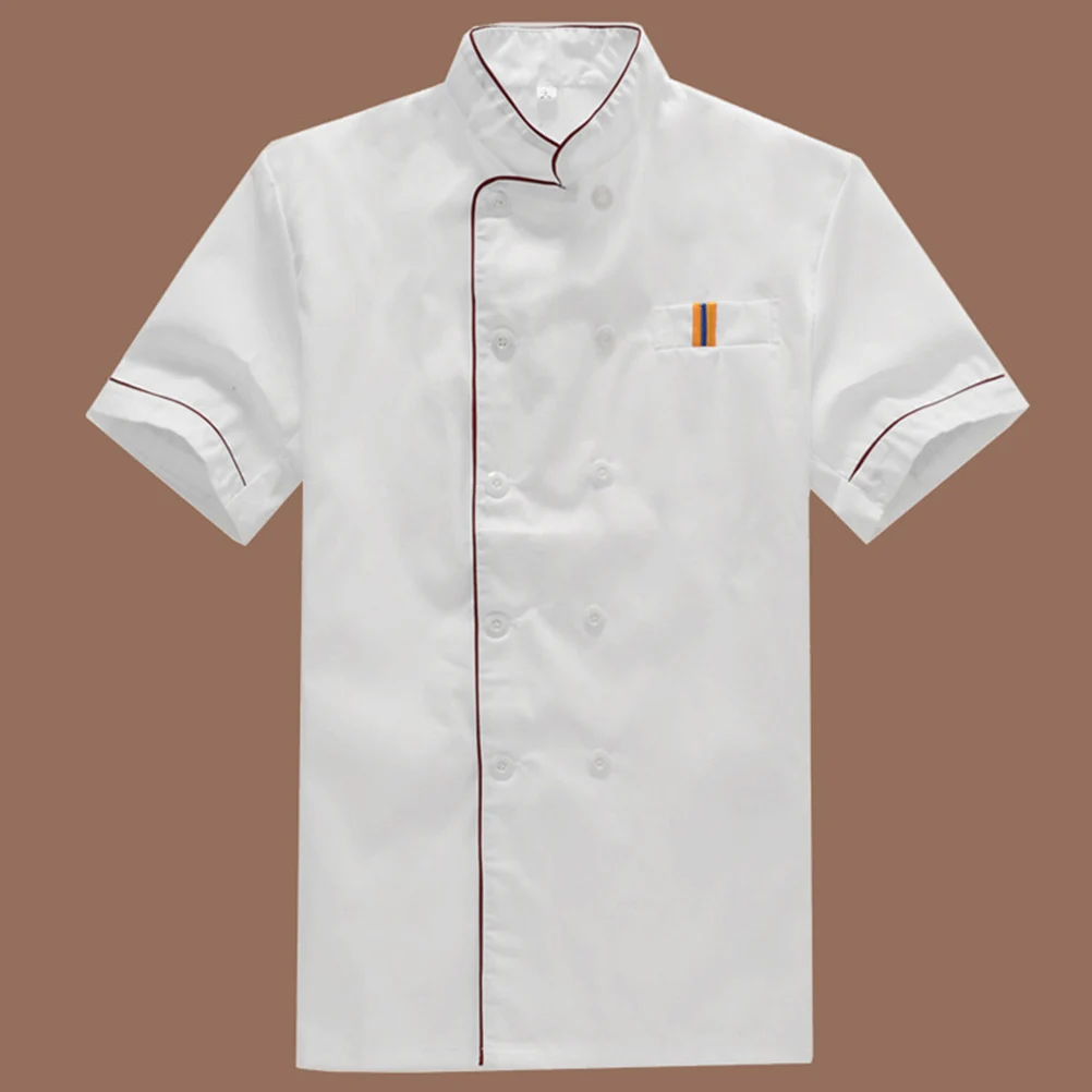 

Unisex Summer Short Sleeve Chef Jacket Breathable Oil Resistant Easy Wash Loose Catering Clothing For Restaurant Hotel Kitchen