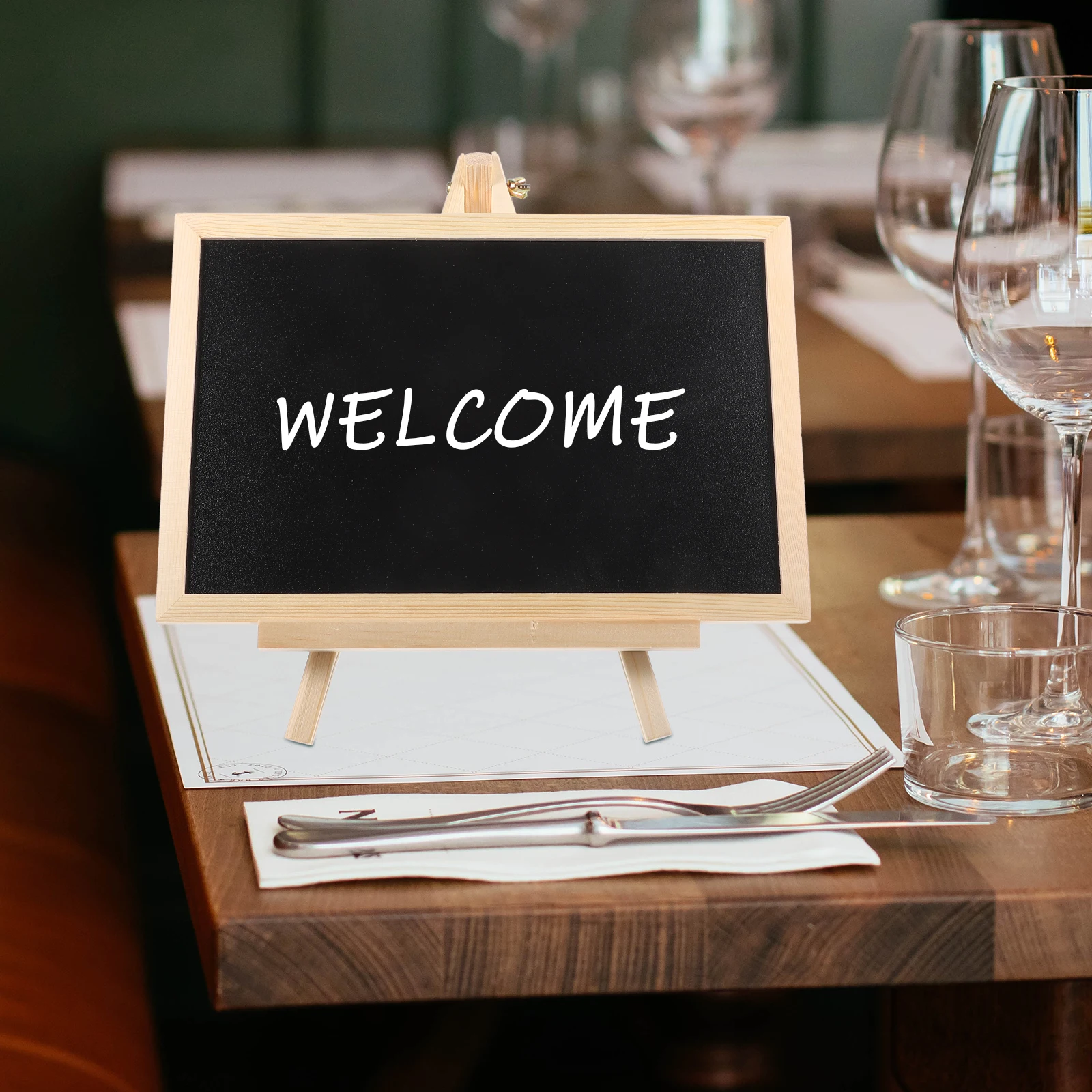 

Natural Wood Mini Chalkboard Wooden Blackboard Standing Message Board for Writing Drawing Memo Restaurant Bar Use