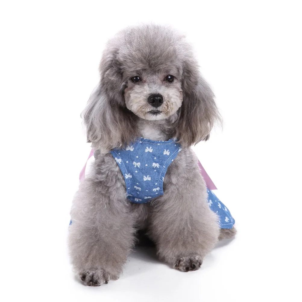 

Dog Dress Bow Pattern Stylish Polyester Summer Skirt Size Clothes for Outdoor Special Occasion Photo Shoot