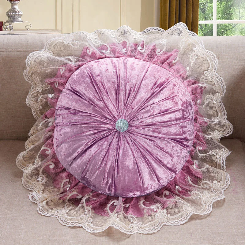 Glitter Velvet Handmade Nordic Pleated Round Pumpkin Throw Pillow Ruffles Sofa Decorative Living Room Decor