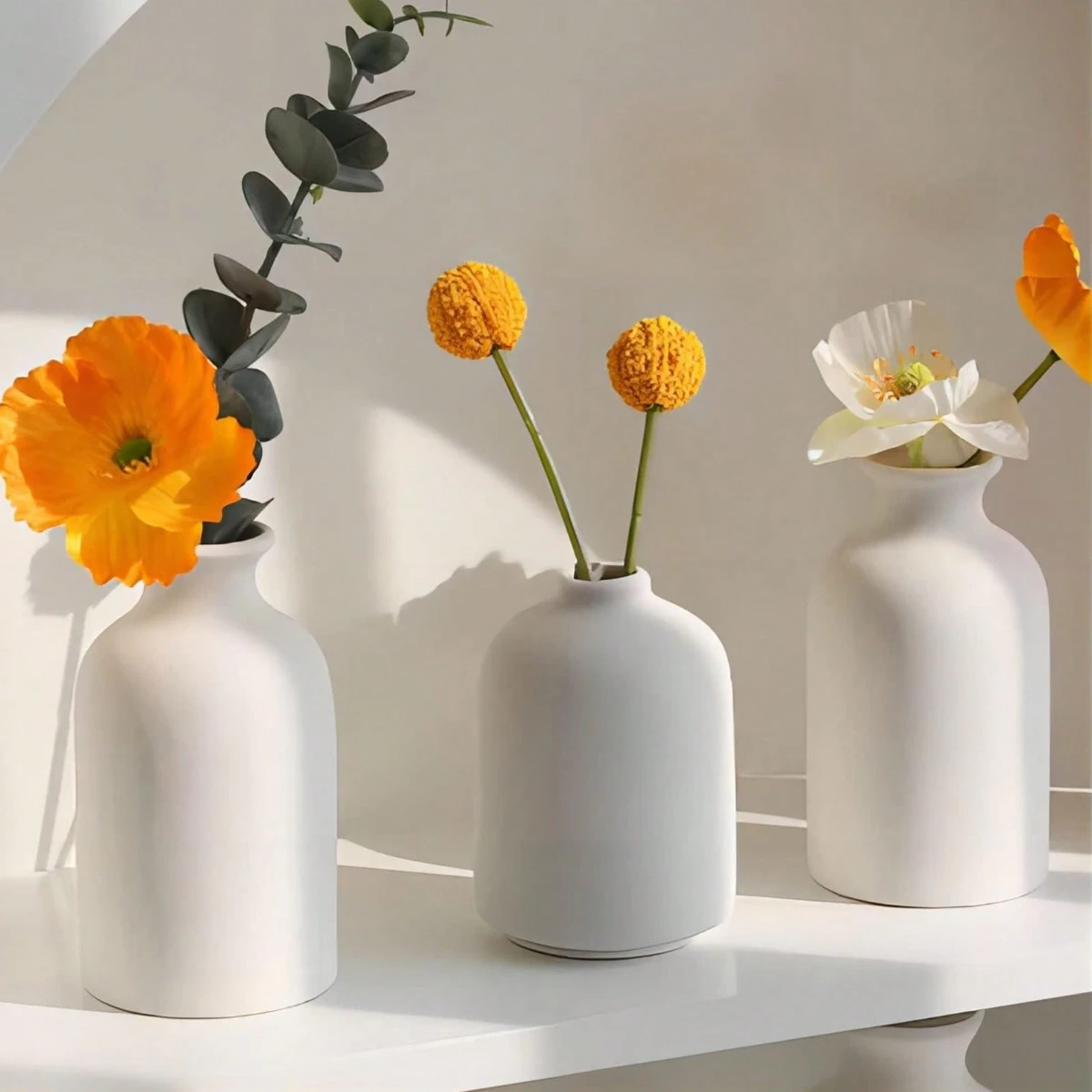 3pcs Bohemian Ceramic Vase Set, Modern Bohemian Farmhouse Home Decoration Vase, Living Room