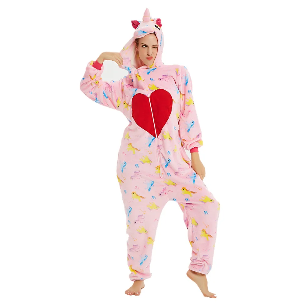 Animal Romper Unicorn Kigurumi Onesie Pyjamas Unisex Flannel Jumpsuit Halloween Party Cosplay Costumes For Adults