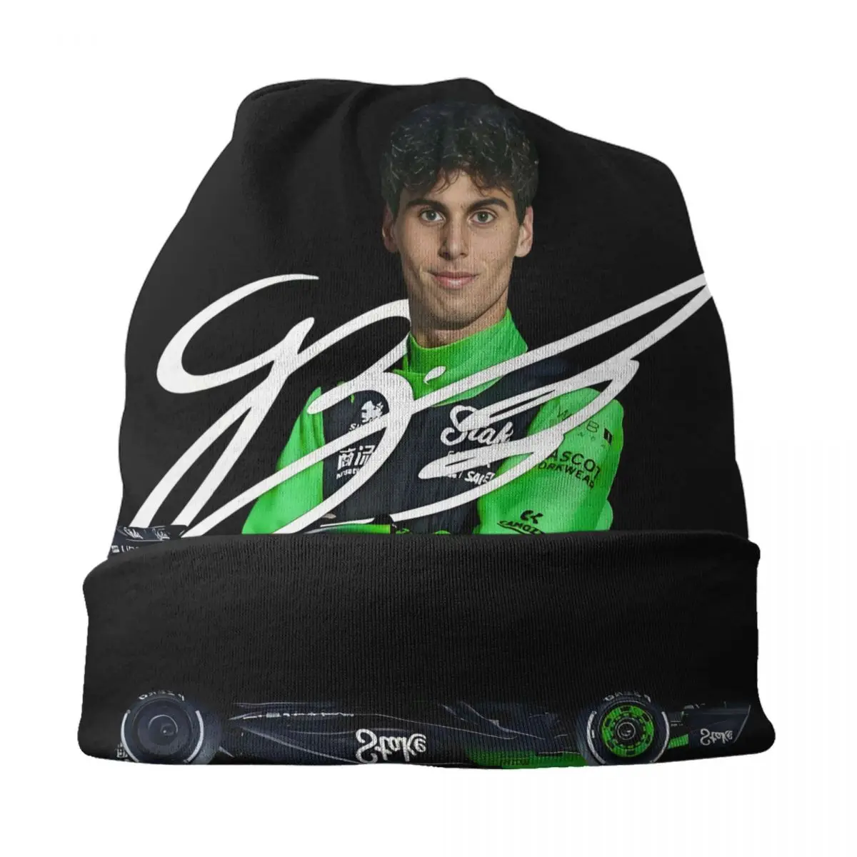 Streetwear Winter Warm Knit Hats Unisex Adult F1 Gabriel Bortoleto Brazilian Racing Driver Skullies Beanies Caps Bonnet Hats view 3