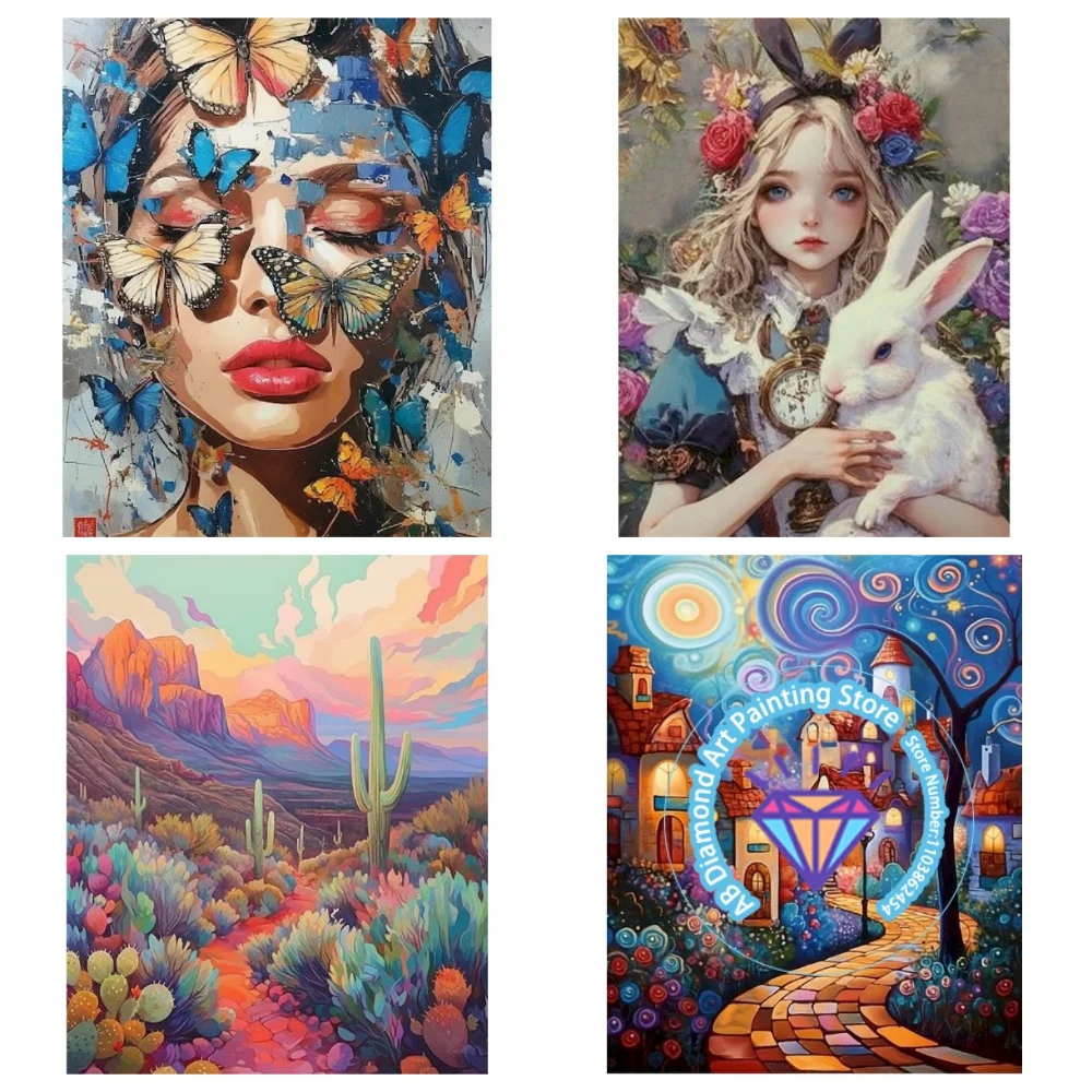 

Abstract Landscape AB Diamond Painting Kit Square Round Diamond 5D DIY Cross Embroidery Handmade Art Unique Gift Home Decor