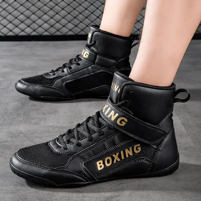 Sapatos de boxe esportes treinamento de combate sapatos de luta para homens e mulheres profissional antiderrapante anti-odor respirável botas de combate