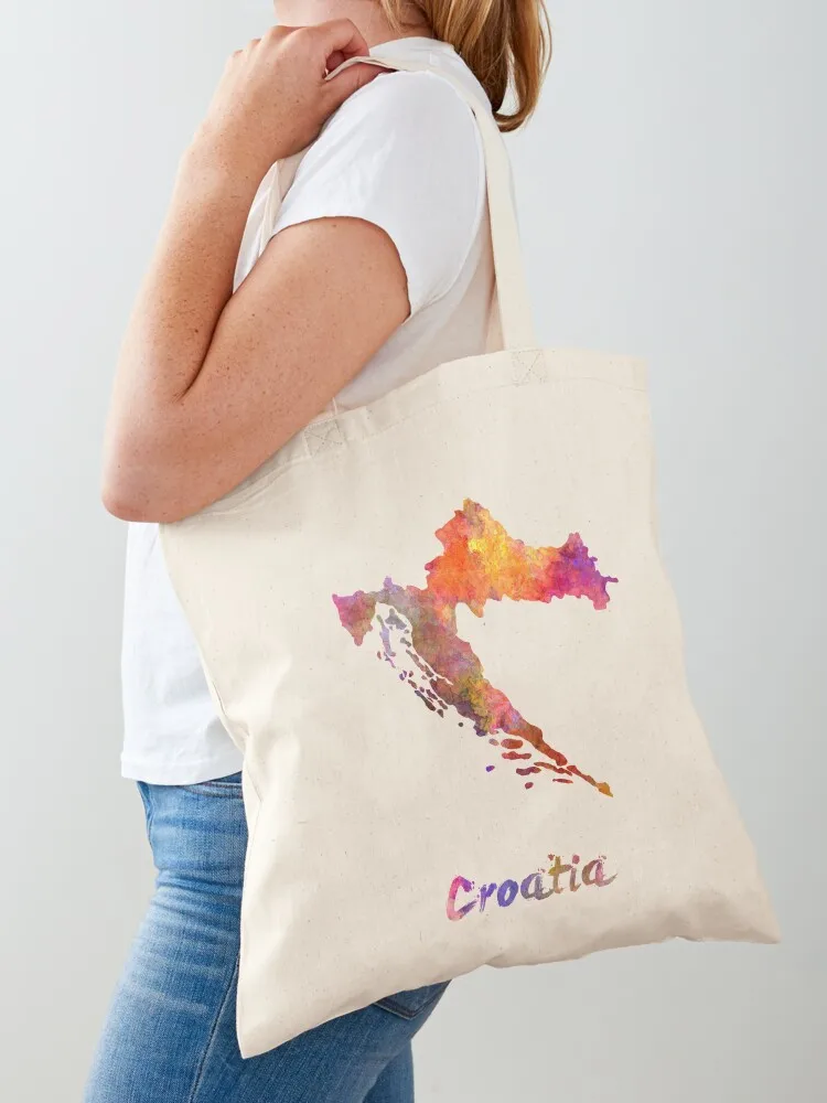 

Croatia map in watercolor Tote Bag Canvas stote bag Women's shopper bag Lady bags shopper women canvas