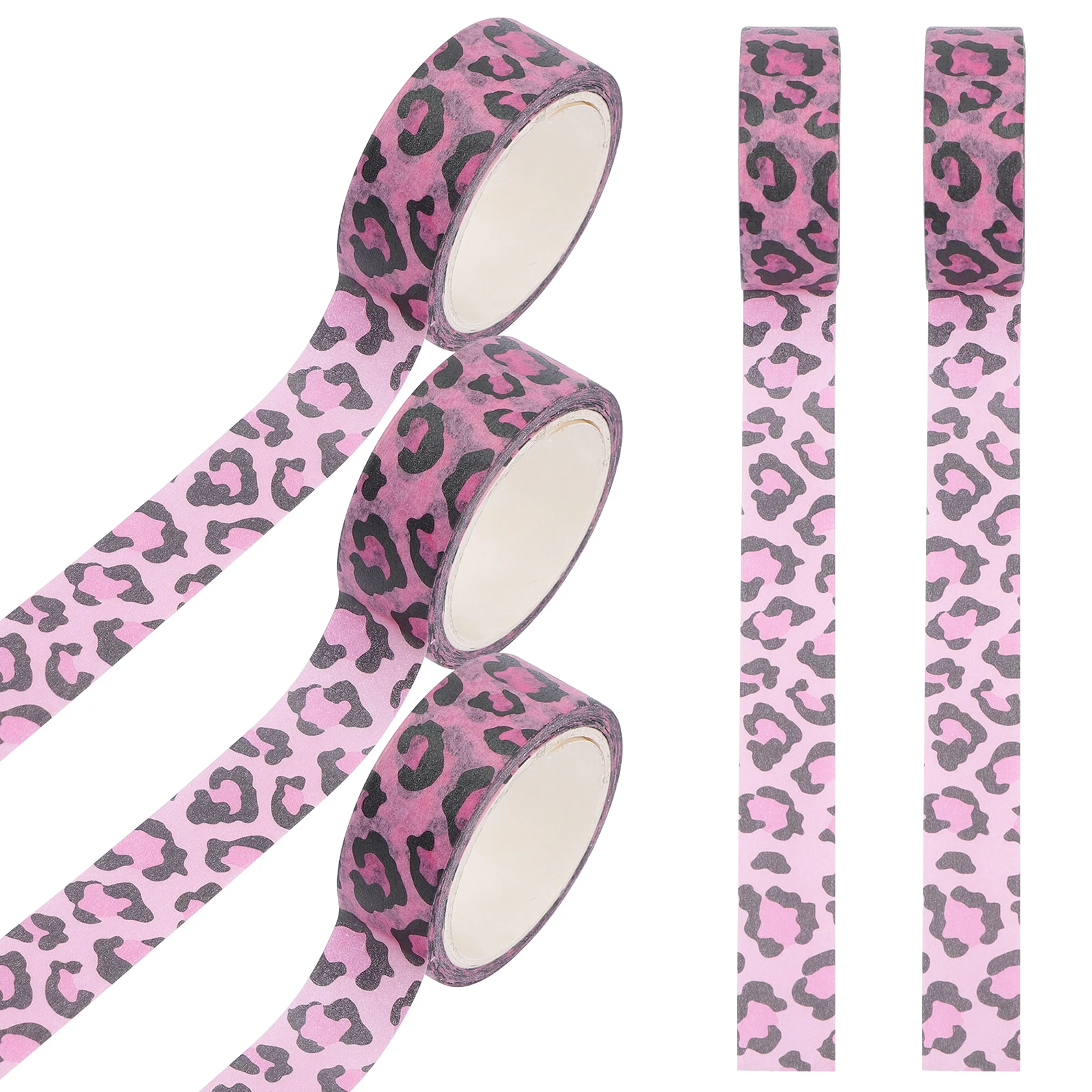 5pcs 5 Rolls Leopard Print Paper Adhesive Craft For Diy Scrapbooking Journal Wrapping Stickers Rolls Masking Tape Self Adhesive