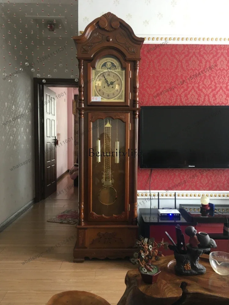 Customizable Floor Machinery German Old-Fashioned Big Stand Clock Large Pendulum Clock Clock Solid Wood Machinery European-S