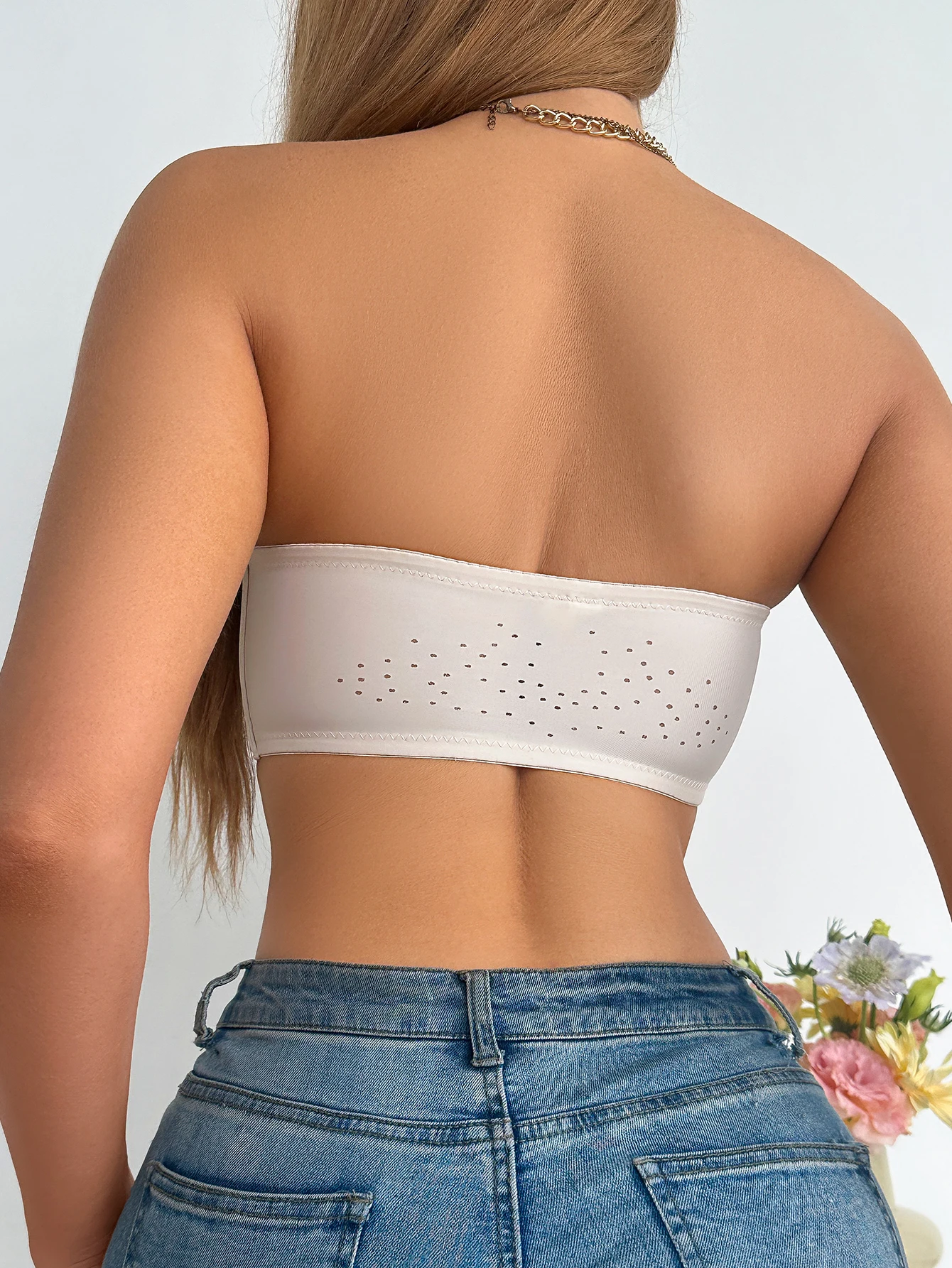 3-Pack Bra Bandeau Wanita Tanpa Tali Tanpa Bantalan Tanpa Jahitan dengan Penutup Depan Push-Up Tak Terlihat Minimizer