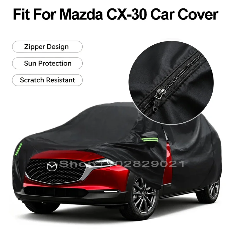 Zipper Door Waterproof Car Cover For Mazda CX-30 Windproof Dustproof UV Protection All Weather Auto Protector