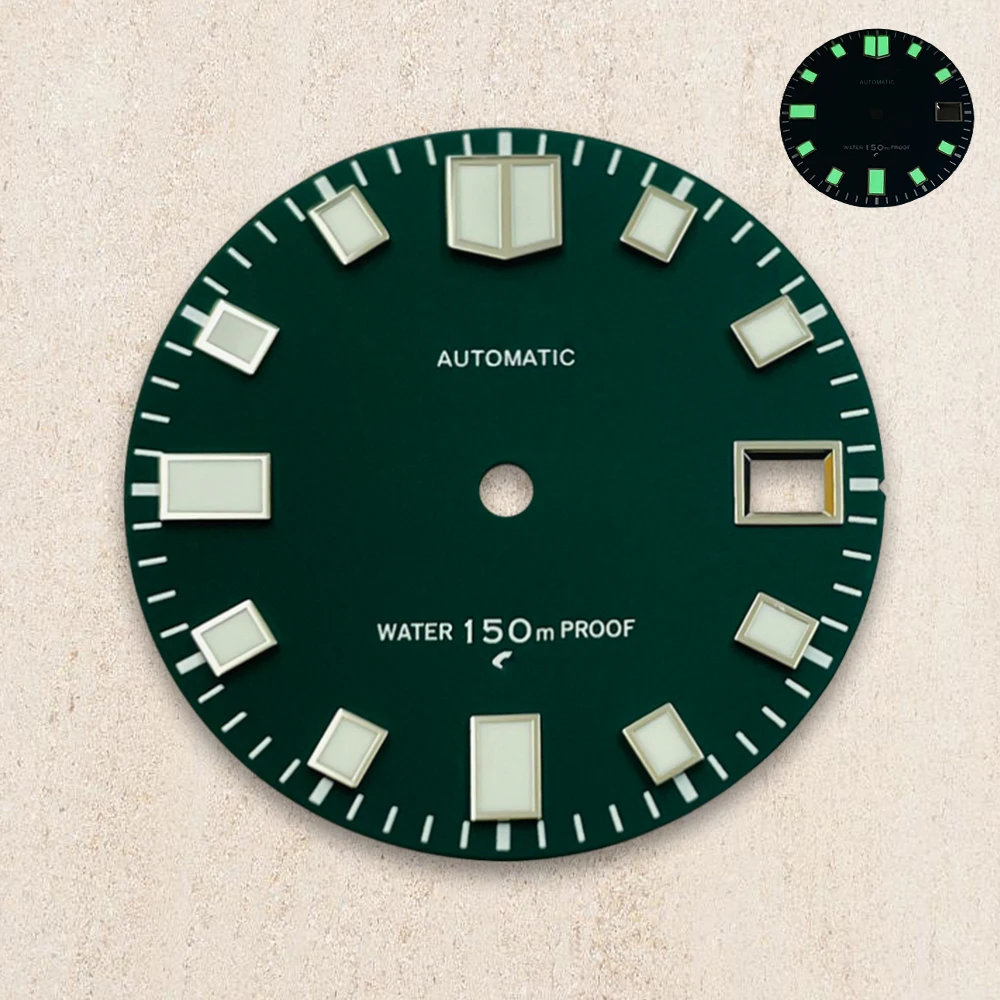 28.5mm S Logo Dial Suitable For NH35/4R/7S Japanese Automatic Movement Green Luminous Watch Modification Accessories