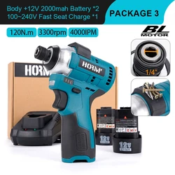 12V Brushless Electric Screwdriver Electric Impact Driver 120Nm Adjust Torque Drill Driver DIY Power Tool For Makita Battery