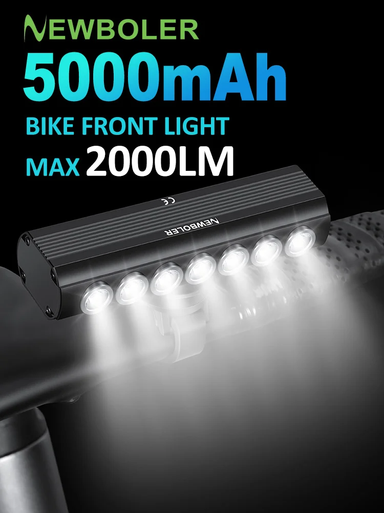 AliExpress NEWBOLER Bicycle Light Front 2000Lumen Bike Light 5000mAh Flashlight USB Charging MTB Road Gravel Bike Cycling Lamp Accessories