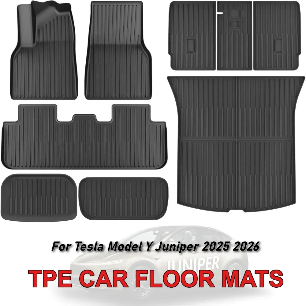 Tappetini Fodera per bagagliaio per Tesla Model Y Juniper 2025 2026 5 posti TPE Tappeti a doppio strato antiscivolo resistenti all'usura per tutte le stagioni