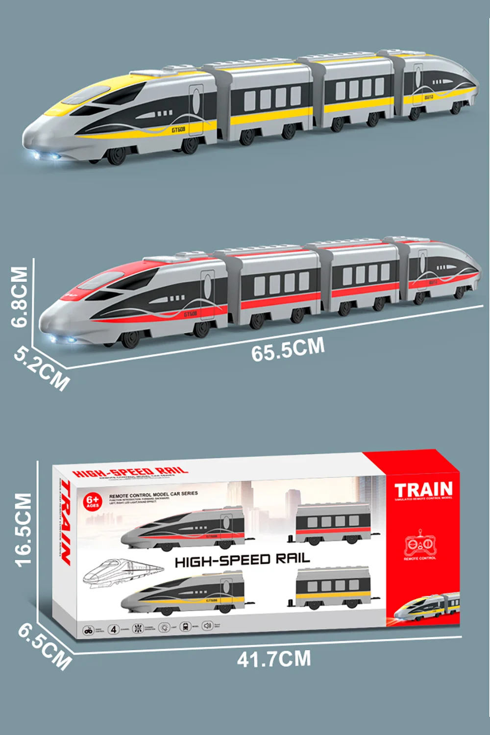 9IMOD RC Trens ferroviários de alta velocidade 2,4 Ghz luz sonora simulada carro de liga livremente desmontado