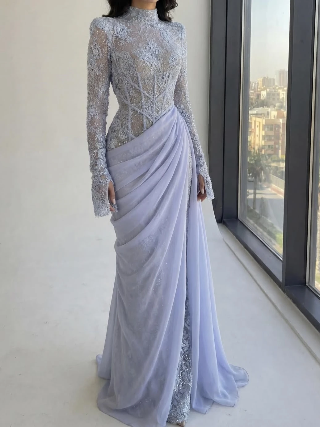 Oisslec Prom Dress Elegant Vintage Sweet Lilac Mermaid Lace Chiffon Customized Formal Occasion Prom Dress Evening Party Gowns image 2