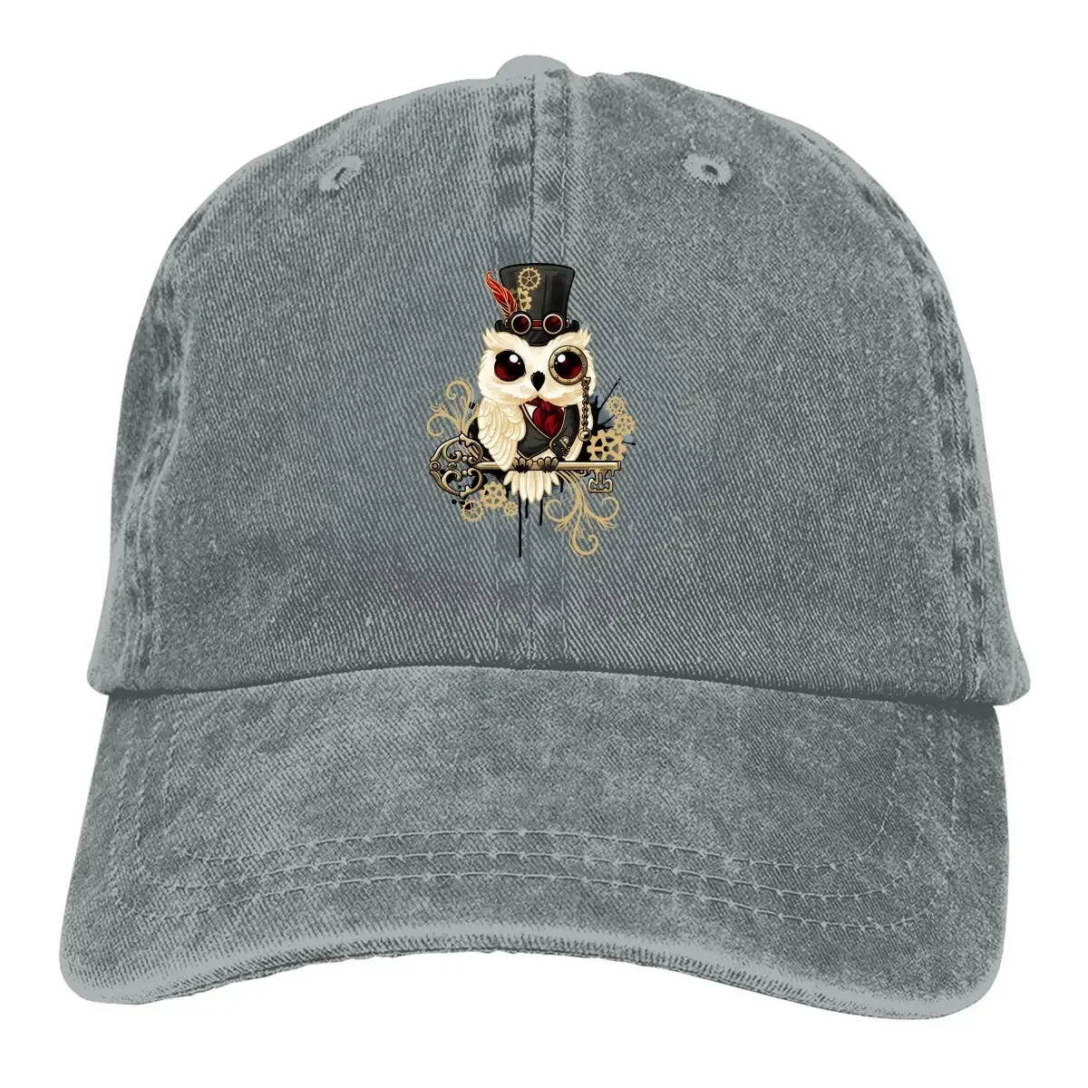 Washed Men's Baseball Cap Steampunk Trucker Snapback Caps Dad Hat Cute Owl GuIfHats