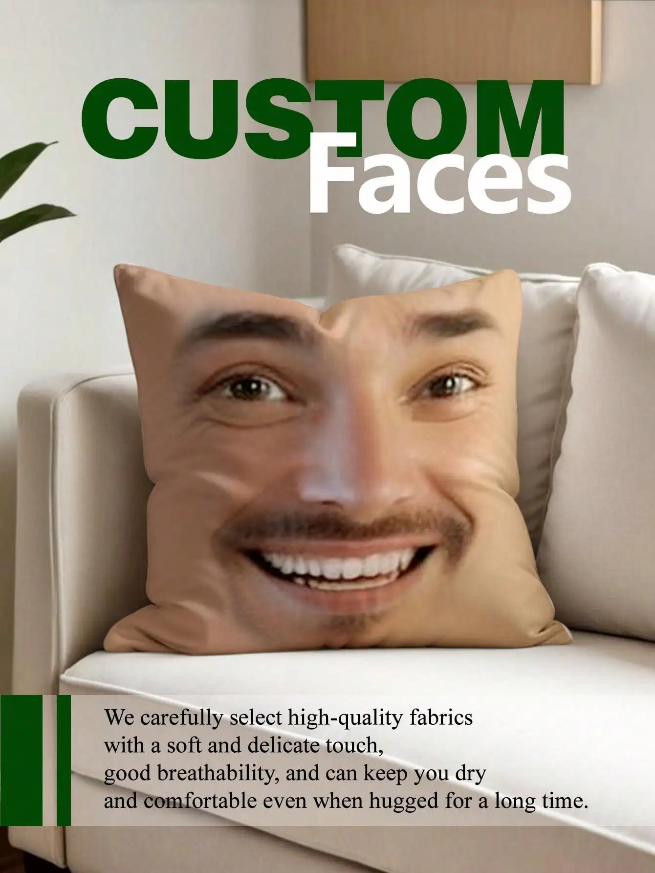 1pc Custom Face Square Pillow Personalized Photo Pillow Funny Gift for Him Her Sofa Car Decor Cover Insert view 2
