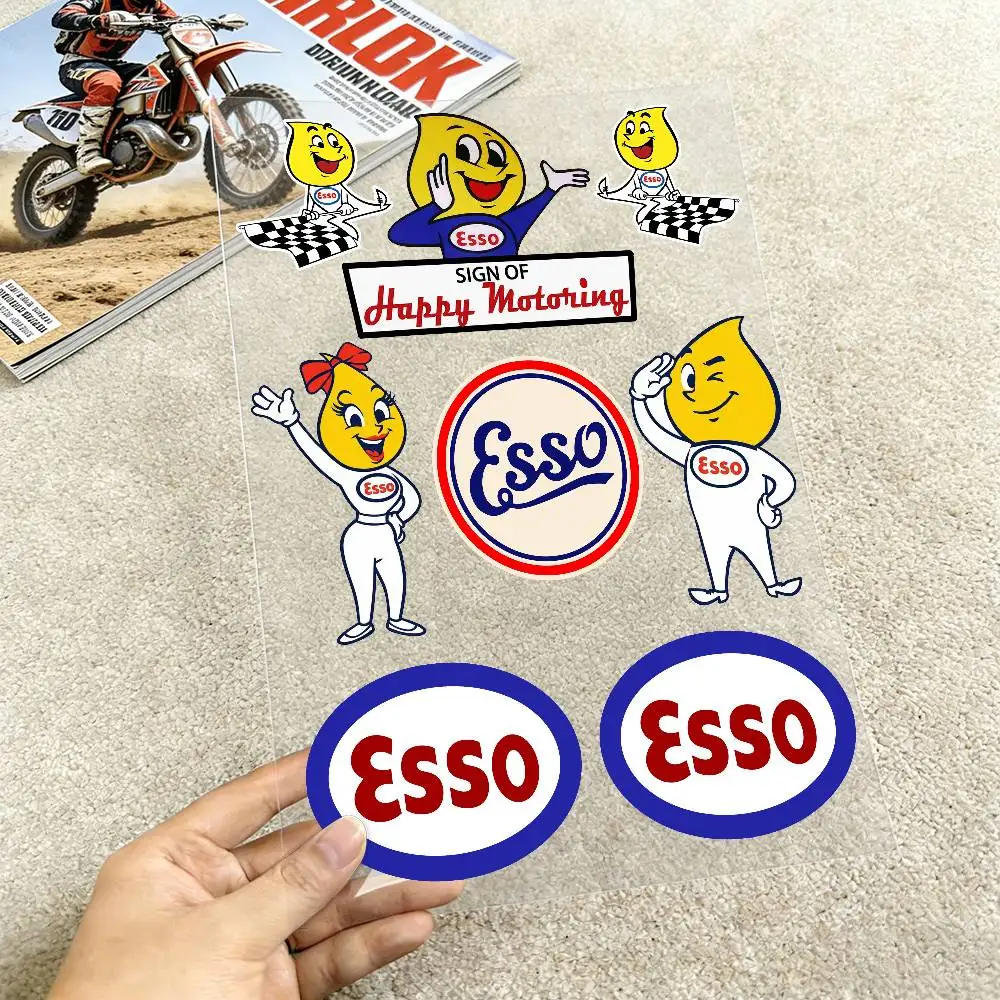 Reflective Racing Style Vinyl Stickers Retro Cartoon Esso Boy Decals for Motorcycle Body Fuel Tank Helmet Car Body DIY Decor