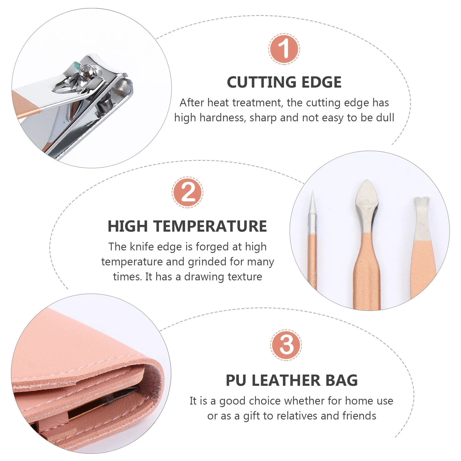 

1Set Nail Care Set Manicure Kit Stainless Steel Tools for Hand Facial Foot Grooming Rose Gold Grooming Kit Manicure Tool