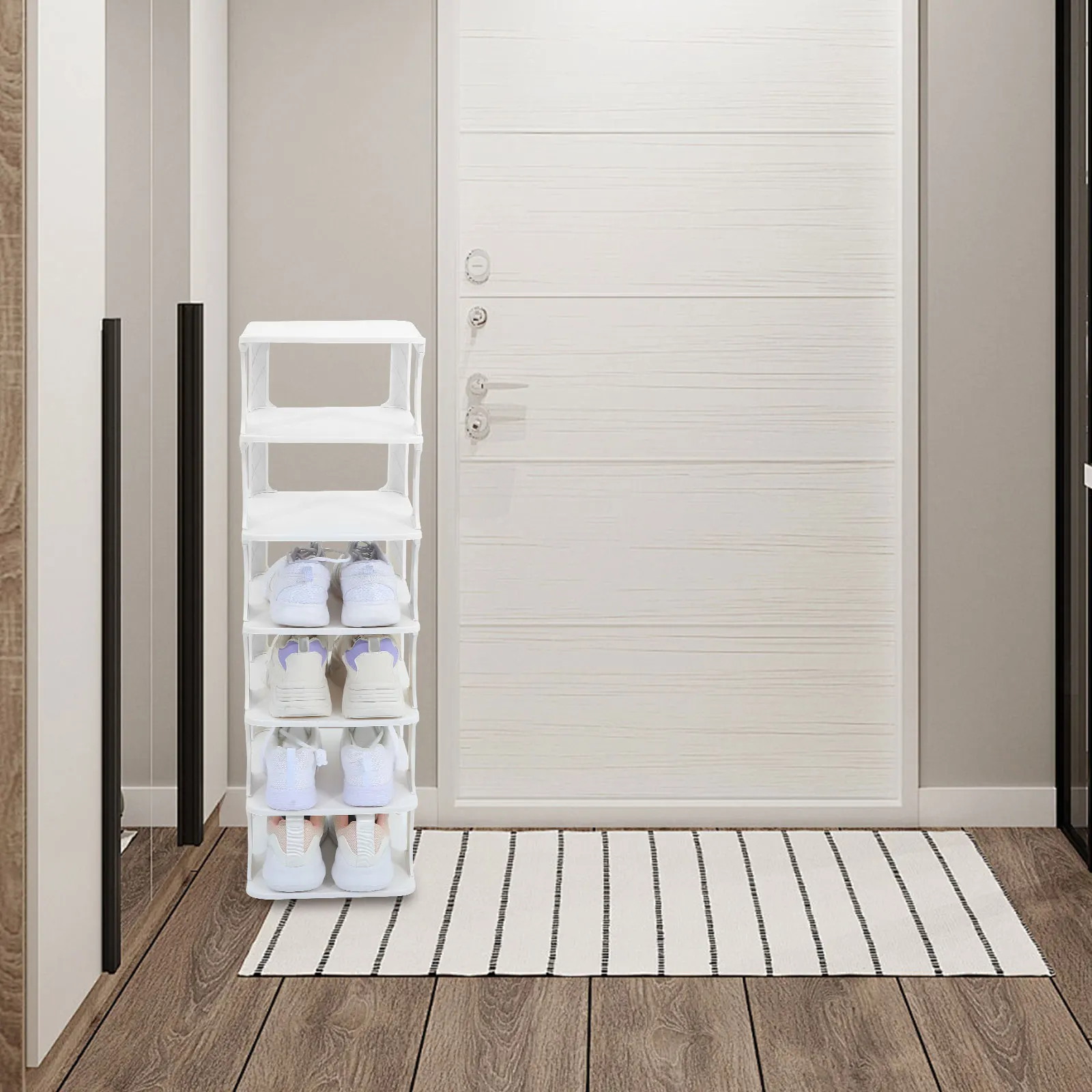 

8 Layers Multi layer Shoe Rack White Plastic Storage Home Entrance Narrow Sturdy Small Shelf Stack Shoes Holder ganizer