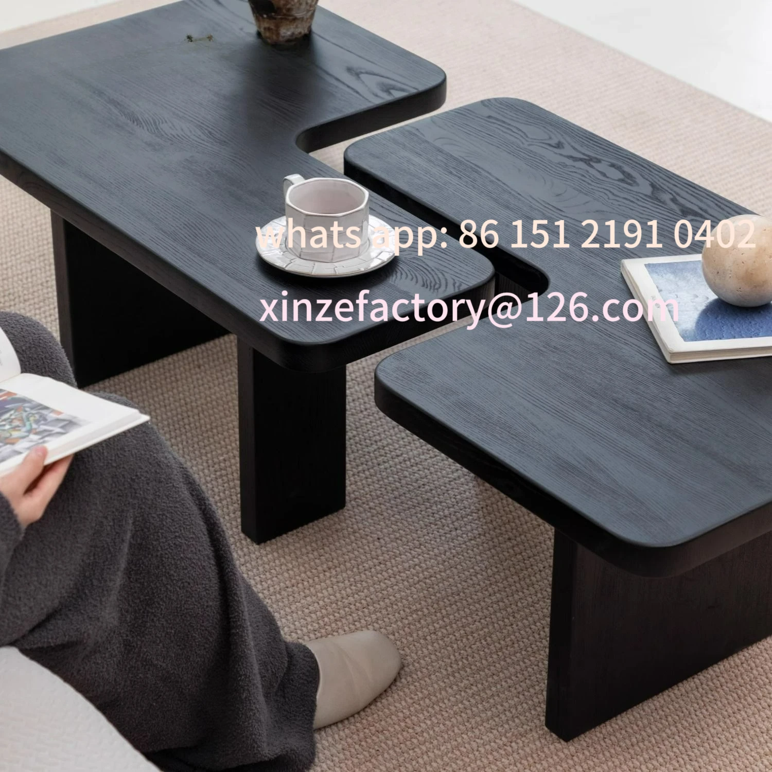 

Customizable irregular special-shaped black simple coffee table living room household small apartment creative homestay table