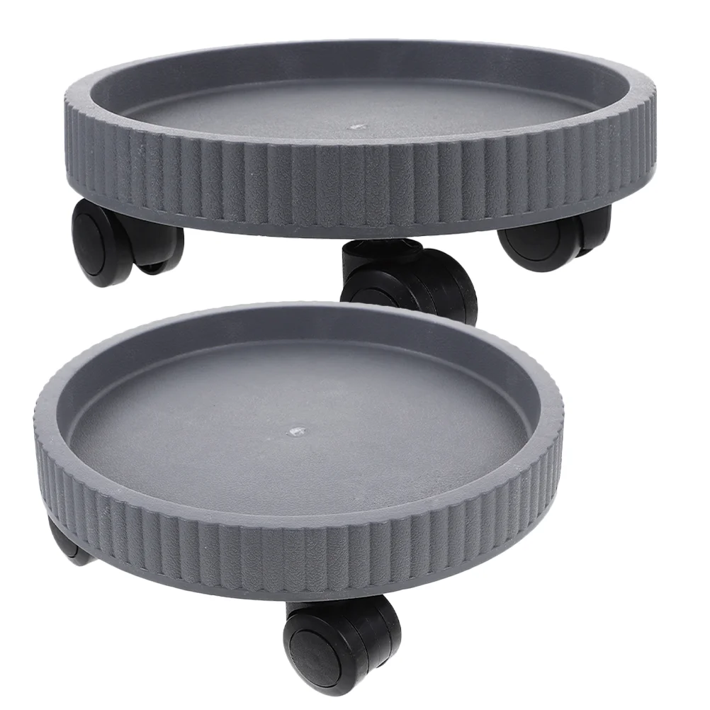 2 Pcs Mobile Planter Tray Plants Planting Gardening Flowerpot Base Stands with Wheels Bracket Rolling Plastic