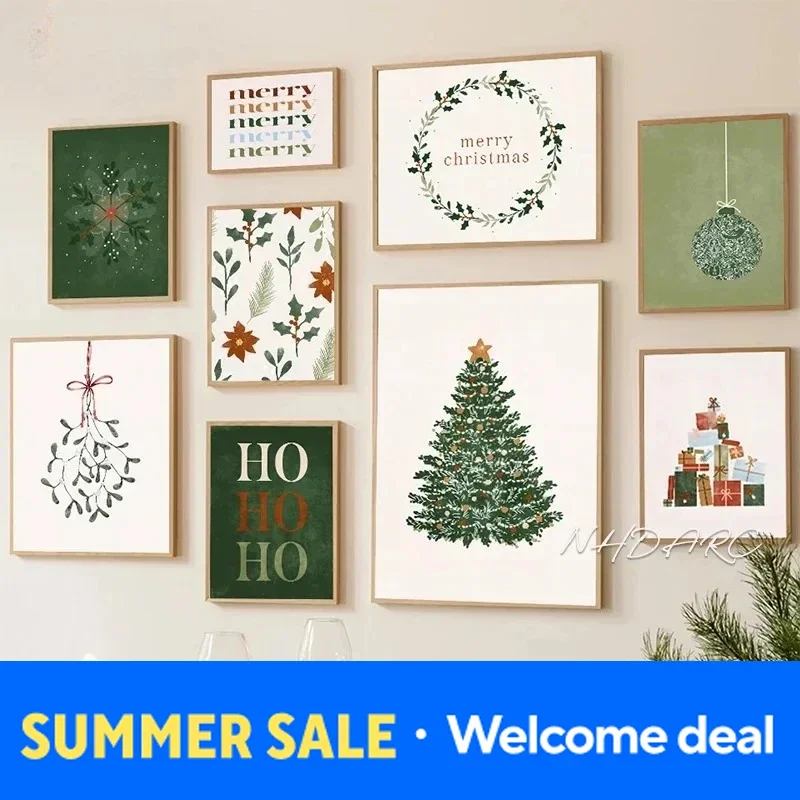 Weihnachtsthema, schöne Kombination, Festival-Ornament, Wandkunst, minimalistische Poster, Leinwandgemälde, Drucke für Wohnzimmerdekoration