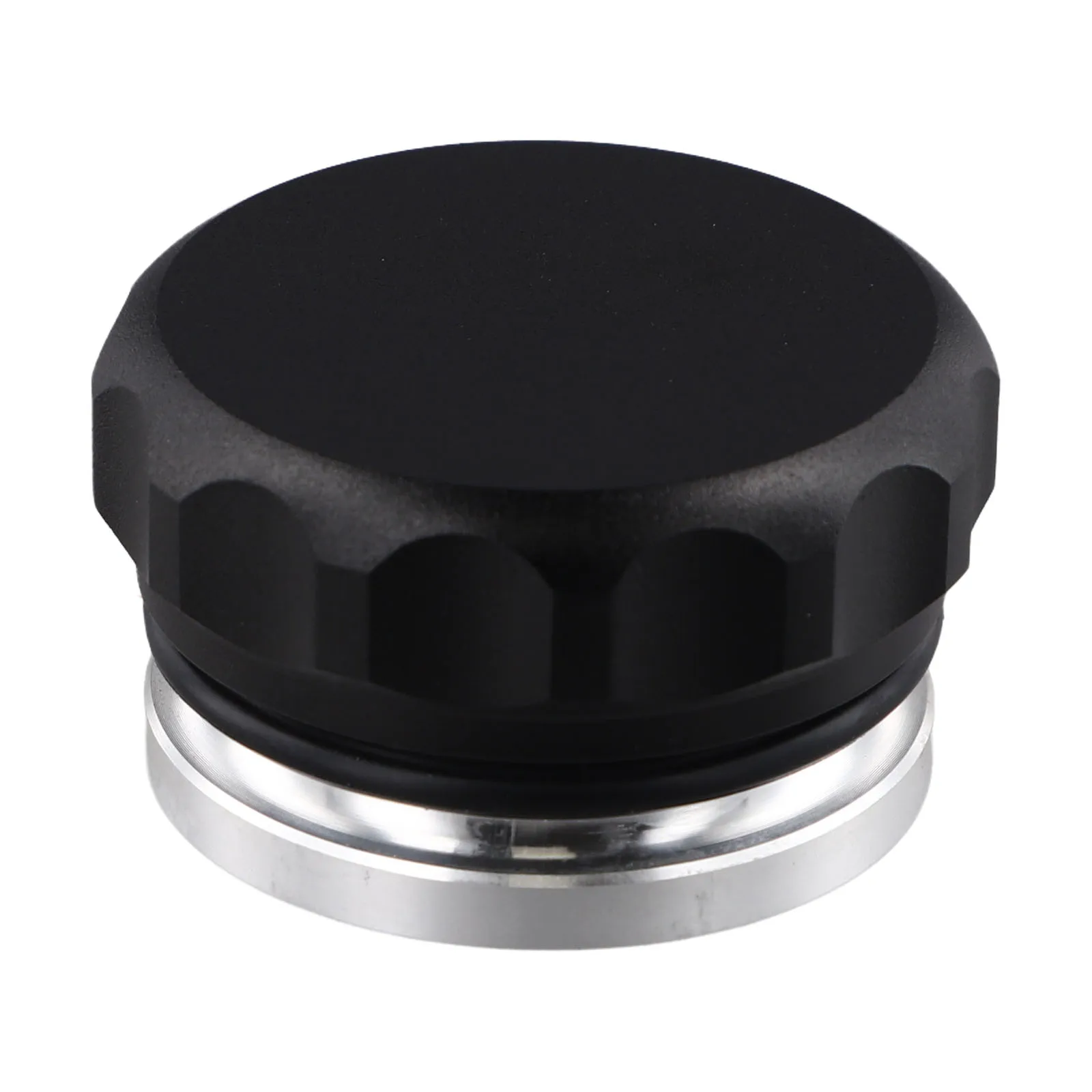 Black Tank Cap 2 Inch Water Tank Cap Scalloped Design Threaded Fill Neck Billet Aluminum For Custom Engine Look