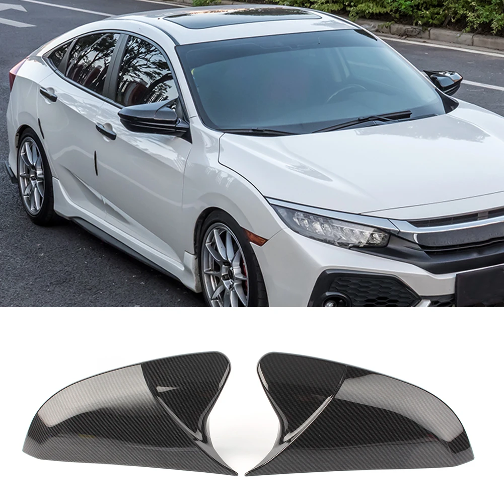 Carbon Fiber Color Rearview Mirrors Cover Trim For Honda Civic TYPE-R 2017-2019