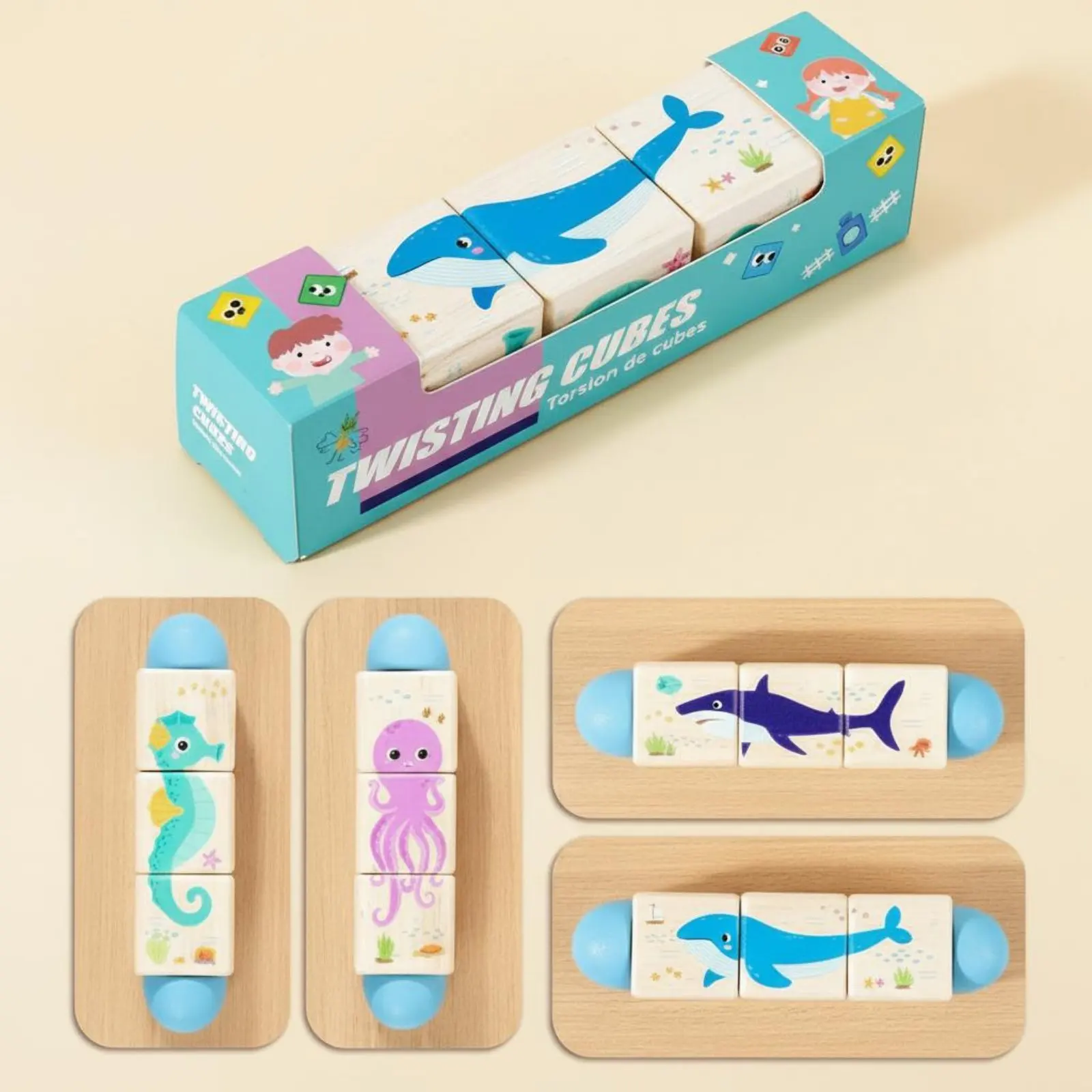 

Wooden Rotating Brainteaser Hands-on Learning Rotating Cube Brainteaser Twisting Piece Toy Sleek Edges for Young Children