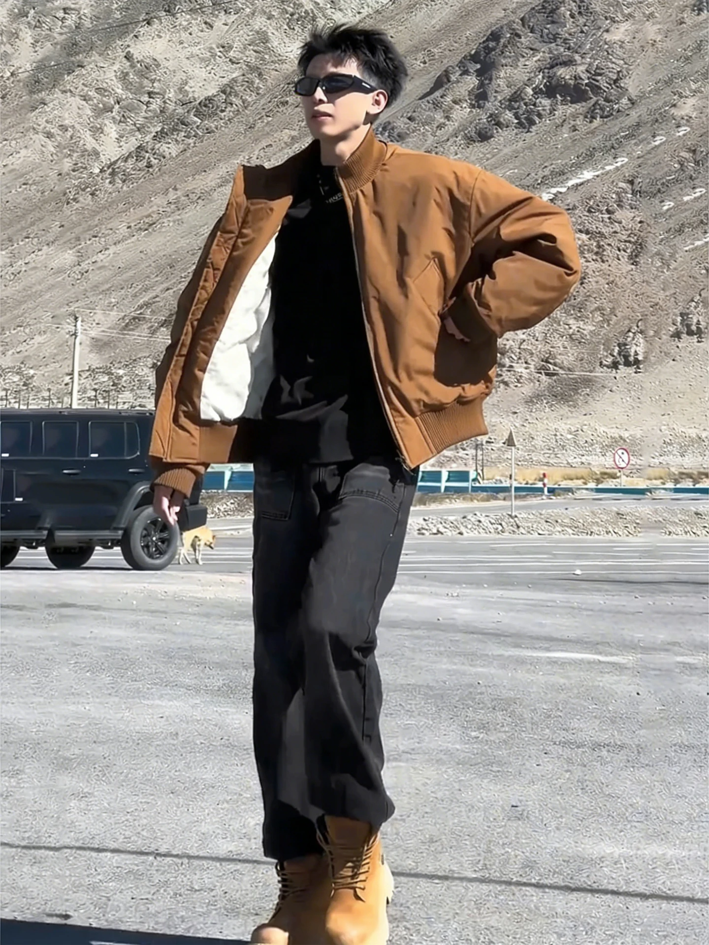 

Brown American Sle Flight Jaet down Coat Men's Thiened Stand Collar Baseball Sle Cotton Outerwear Soft Comfortable