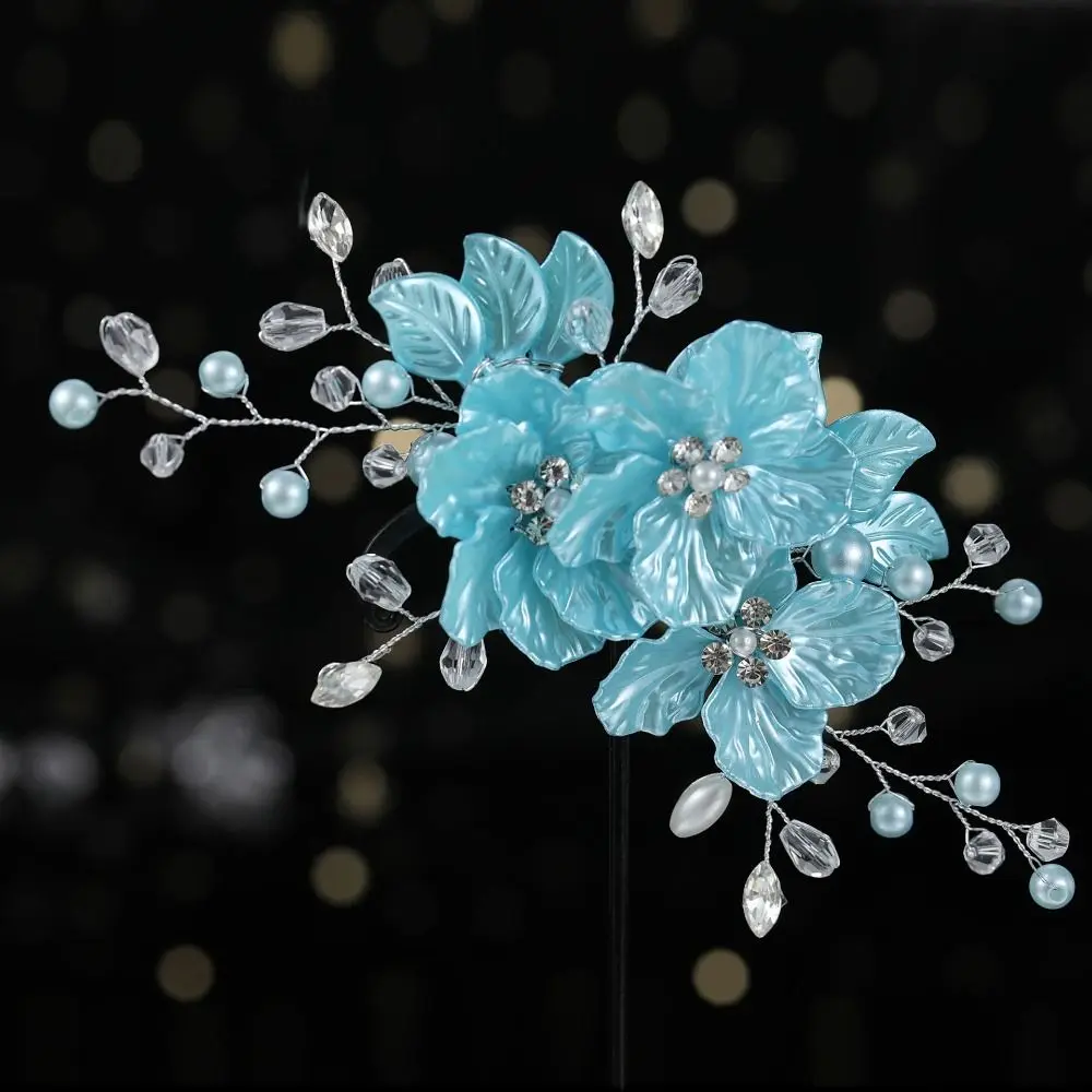 Pasador de pelo de flor de perla de cristal a la moda, pinzas para el pelo de novia hermosas y elegantes, Tiara de dama de honor, accesorios para el cabello de boda