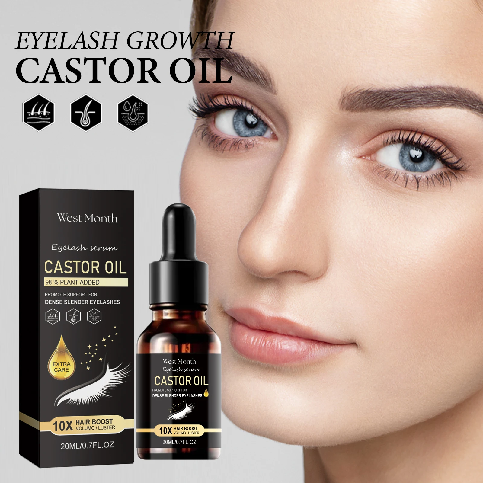 Aceite esencial para el crecimiento de pestañas, potenciador de extensión de elevación de pestañas, líquido para alargar cejas nutritivo más largo, rizado, más grueso