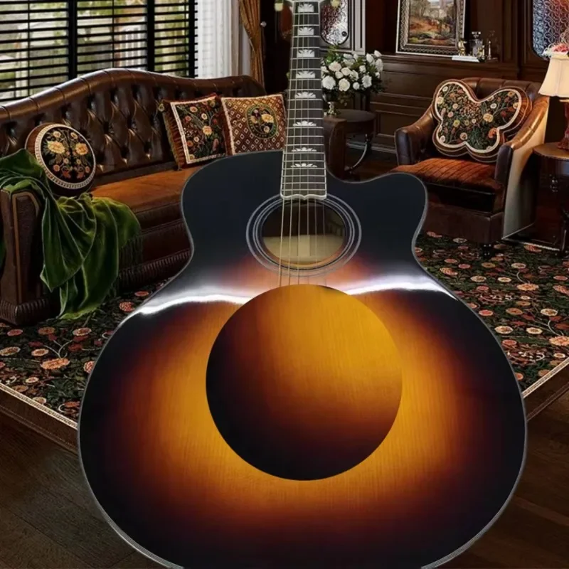 43 Inch J200 Cutaway Folk Acoustic Guitar Regular Maple Rosewood Fingerboard Spruce Body Ideal Strumming Singing Gifting