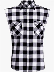Men's Summer Fashion Casual Plaid Print Sleeveless T Shirt Vest Buckle Sanding 2024 Korean Style Mens Tank Tops Beach Vest