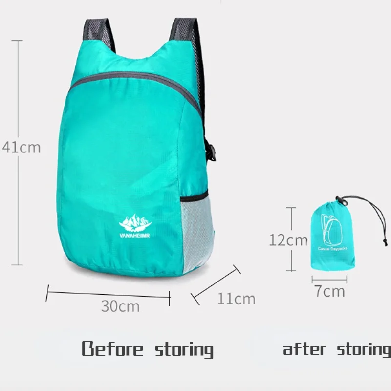 Ultraleichte Falttasche für Herren und Damen, wasserdicht, tragbarer Rucksack mit hohem Volumen, leichte Reisetaschen, Outdoor-Sport-Tagesrucksack – Detail 2