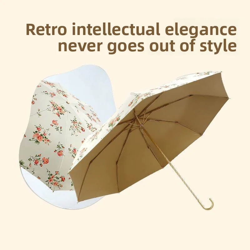 

Женский зонт с крючком в стиле ретро, портативный зонт от солнца с защитой от ультрафиолета, непромокаемый складной зонт кактуса