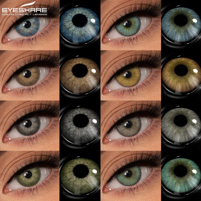 Lentes de contacto de Color EYESHARE para ojos, lentes de ojos de belleza gris Natural, lentes de contacto marrones, 2 uds., 1 año, pupilentes verdes de moda