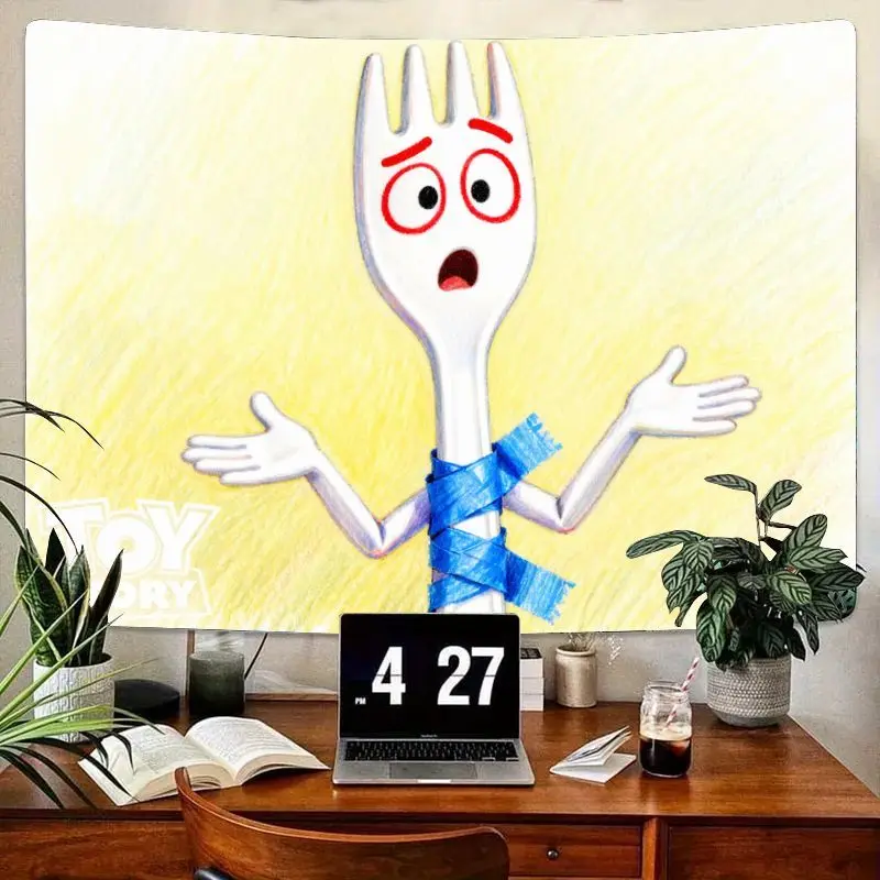 

1 шт., забавный настенный гобелен Disney Pixar Toy Story Forky, современный полиэстер, мультяшное искусство для детской комнаты, спальни, общежития, декор, подарок для фаната